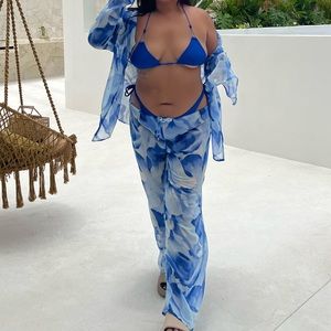 Handmade swim coverup set blue